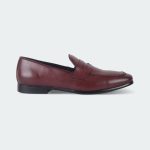 Caliber Shoes Wine Red Penny Formal Shoes For Men ( B 682 C )